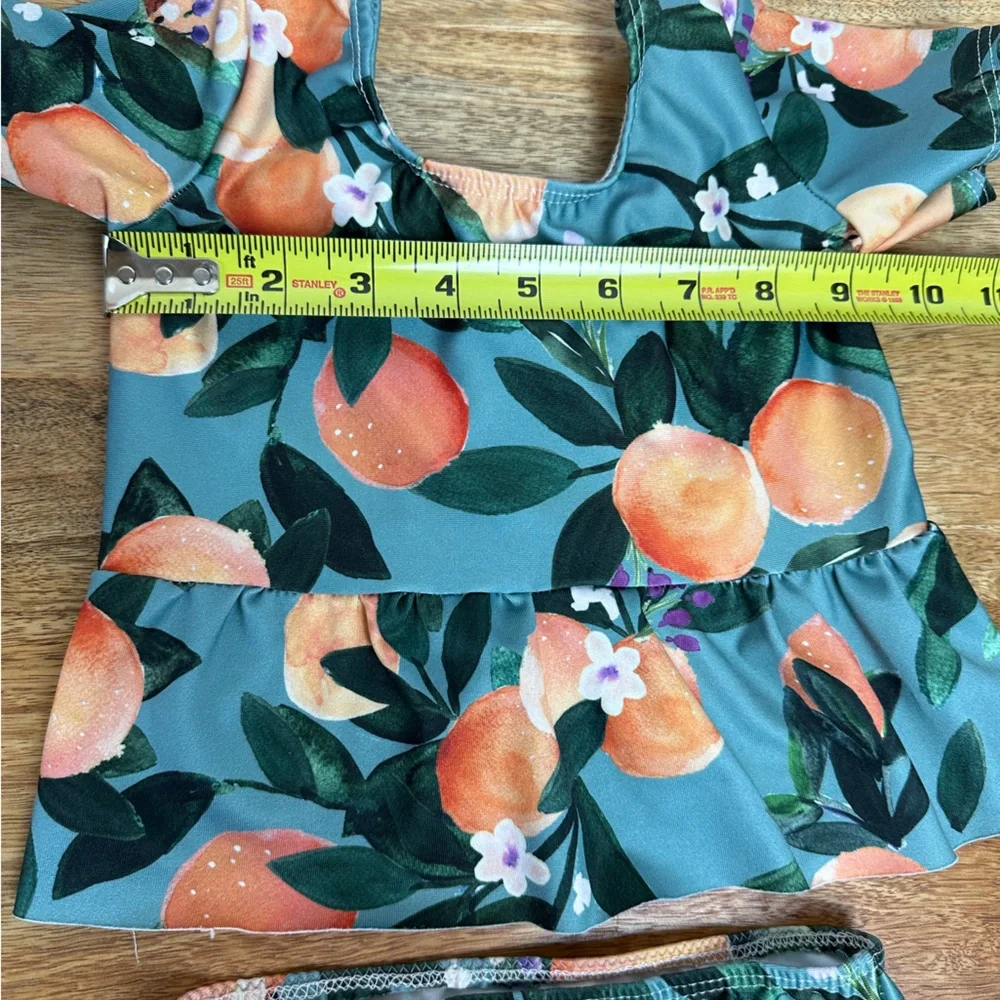 Oranges Peplum‎ Small Shop Handmade 2 Pc Swim Suit